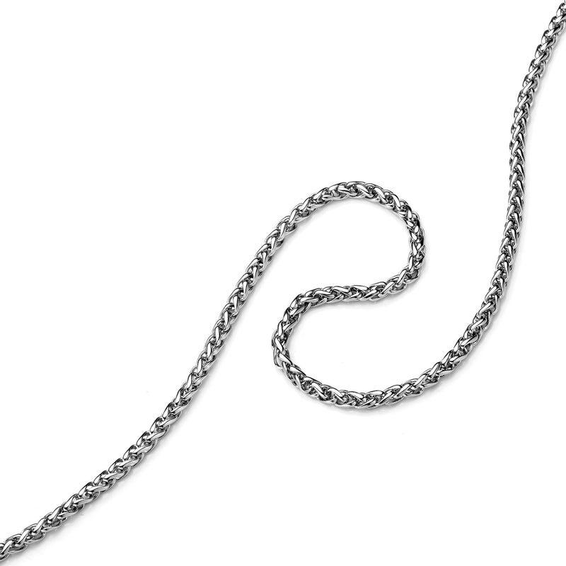 AmyRT Jewelry 4mm Titanium Steel Wheat Silver Chain Necklaces for Men & Women 24 in - Image 3