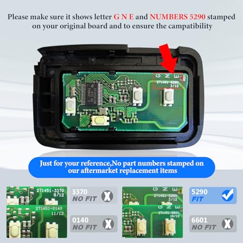 Keymall Smart Key Fob Transmitter Keyless Entry Remote Replacement for Lexus RX350/RX450/GX460/LX570/CT200h 2009-2015 271451-5290GNE Board FCC:HYQ14ACX P/N:89904-48191 4Buttons - Image 3