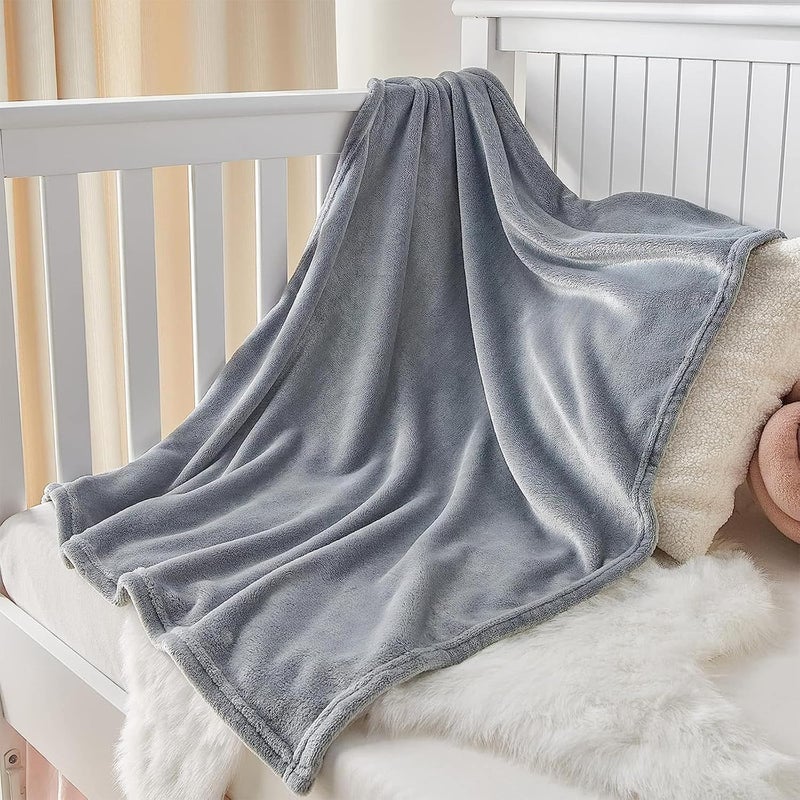 KMUSET Kids Blanket for Boys Girls 30x40 inches Soft Cozy Fuzzy Swaddle Throw Blanket Small Fleece Blanket for Crib Stroller Grey - Image 2