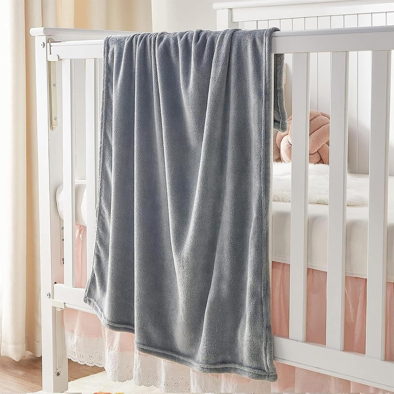 KMUSET Kids Blanket for Boys Girls 30x40 inches Soft Cozy Fuzzy Swaddle Throw Blanket Small Fleece Blanket for Crib Stroller Grey - Image 4