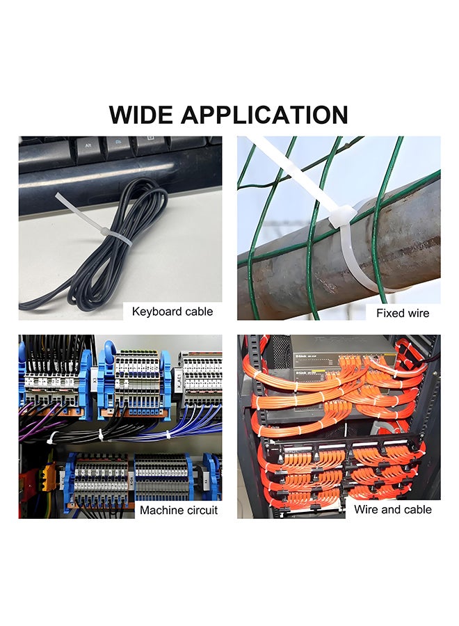 Loquat Nylon Cable Ties 100 Pack White Various Sizes Multi-Purpose Self-Locking Nylon Cable Cord Management Suitable For Home, Office, Garden, Workshop Plastic Cable Ties Length 200mm - Image 4