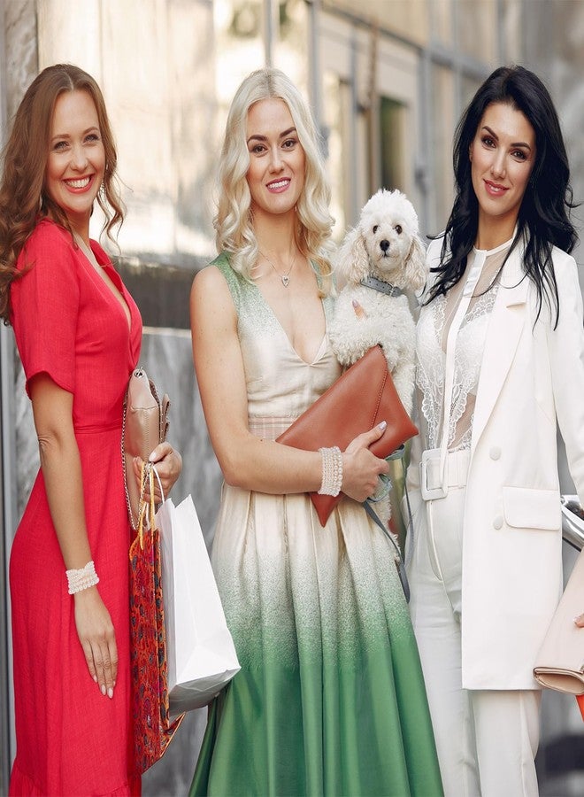 Yolev 6 Pcs Pearl Bracelet Stack White Pearl Stretch Bracelets For Women Stackable Elastic Beaded Bracelet For Women Bridesmaid Bridal Wedding Jewelry - Image 3