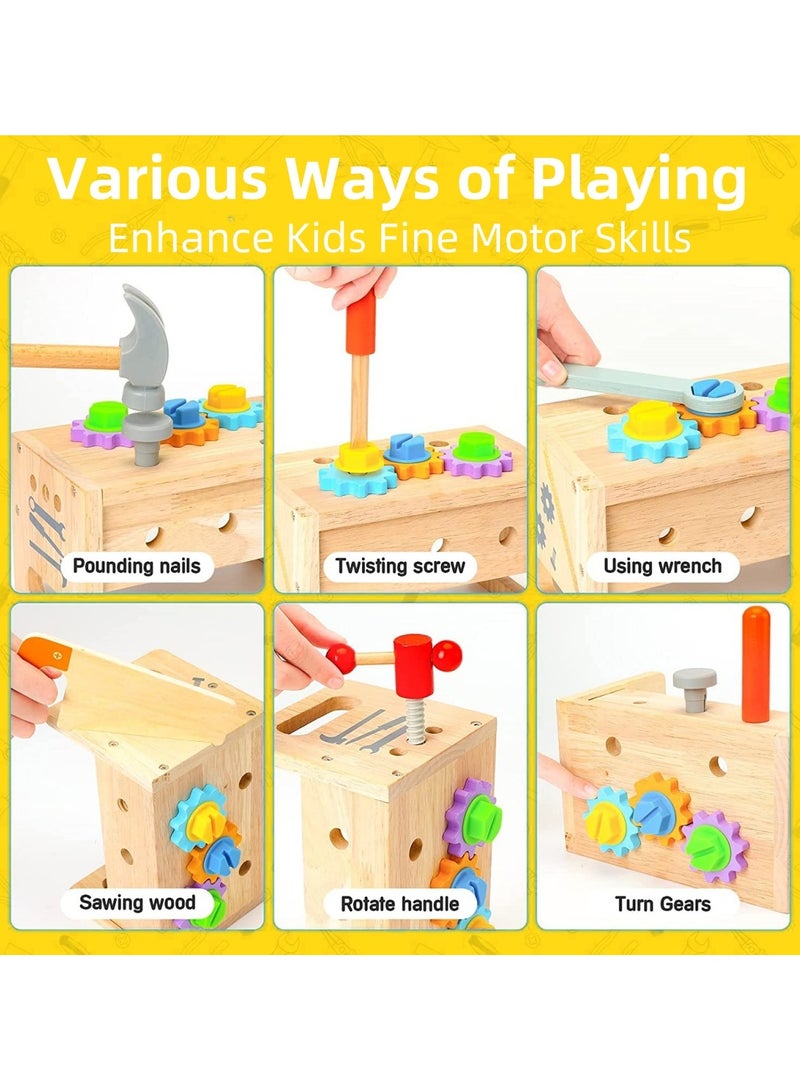unikbebe Wooden Tool Set for Kids, Montessori Wooden Tool Box with Saws, Screws, Hammers, Creative Construction Toys, Educational Gifts for Boys and Girls - Image 5