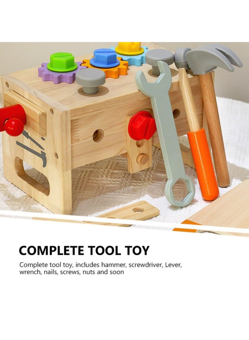 unikbebe Wooden Tool Set for Kids, Montessori Wooden Tool Box with Saws, Screws, Hammers, Creative Construction Toys, Educational Gifts for Boys and Girls - Image 1