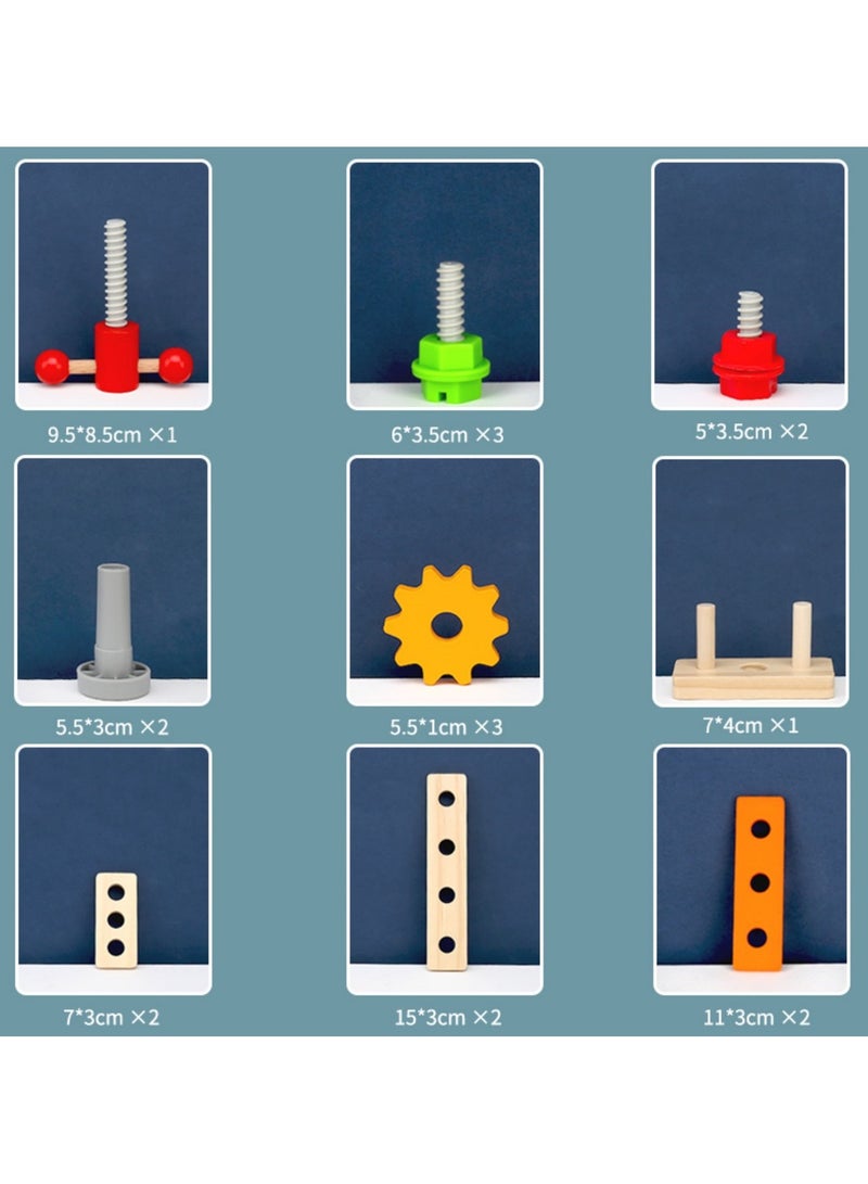 unikbebe Wooden Tool Toys for Kids, DIY Construction Tool Toy Set, Pretend Play Woodworking Tools Toys with Saws, Screws & Hammers, Montessori Wooden Tool Play Set for Boys & Girls, Creative Building Kits & Tools, Early Learning Educational Toy for Toddlers, Safe Eco-Friendly Wood Toy Toolbox - Image 5