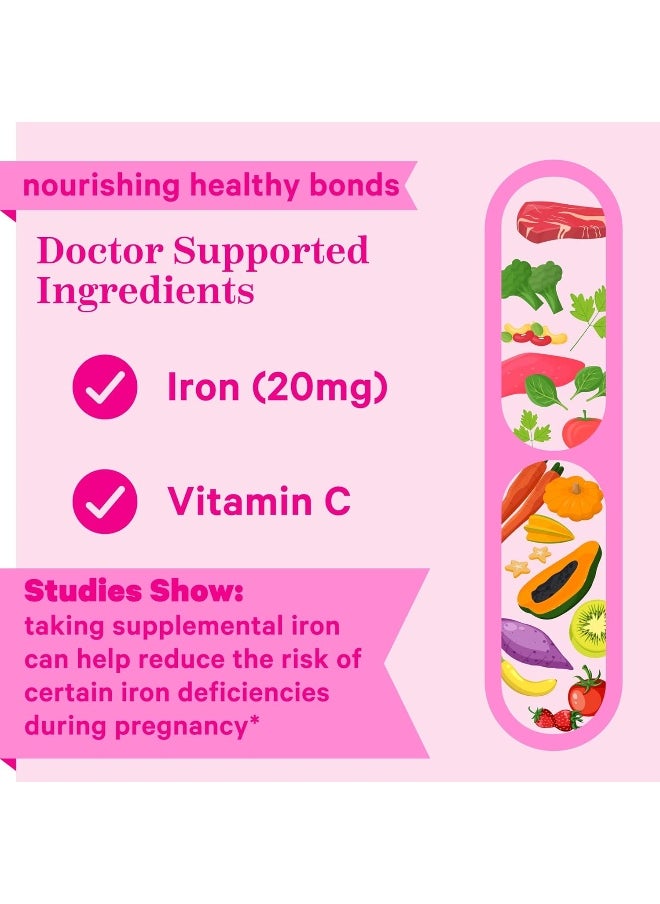 Pink Stork Pink Stork Prenatal Iron Supplement for Women, Grape Chewable Iron Gummies with Vitamin C, Pregnancy Must Haves, Prenatal Vitamins for Iron Deficiency, 60 Gummy Chews  - Image 2