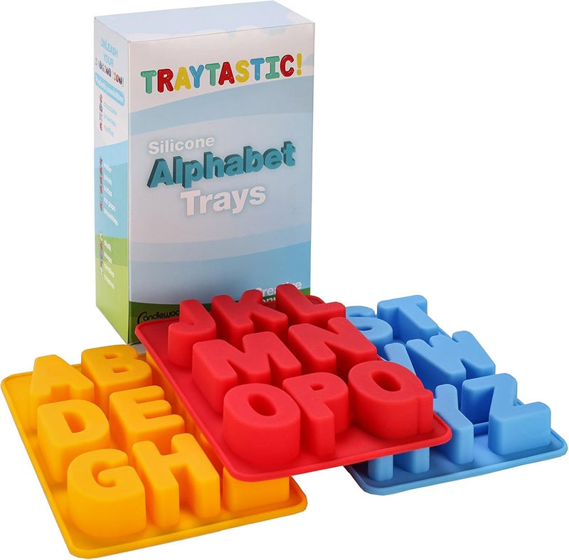 Traytastic! قالب حروف سيليكون A-Z - كبير 1.5" تجويف - شمع، راتنج، حلوى، شوكولاتة، حرفية، خبز، تشكيل، ذوبان - آمن للاستخدام في الفرن وغسالة الصحون، خالي من BPA - Image 1