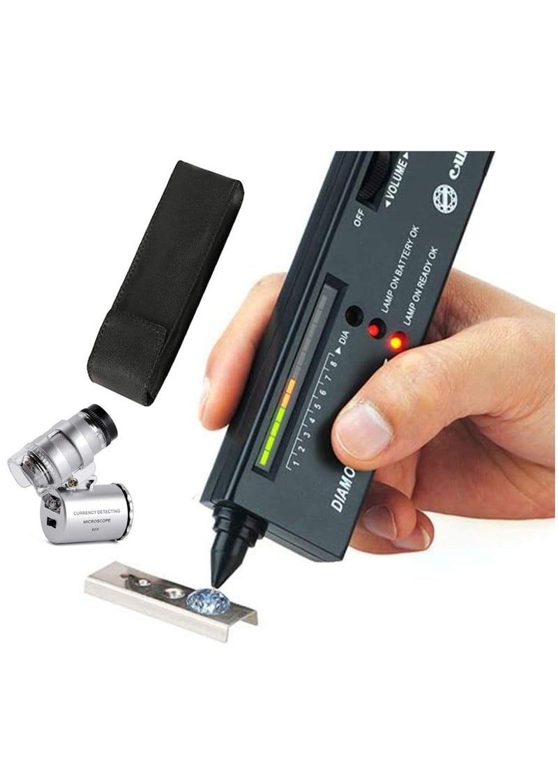 Excefore Diamond Tester Pen, High Accuracy Jewelry Diamond Tester and 60X Mini LED Magnifying, Professional Diamond Selector for Novice and Expert, Thermal Conductivity Meter  - Image 1