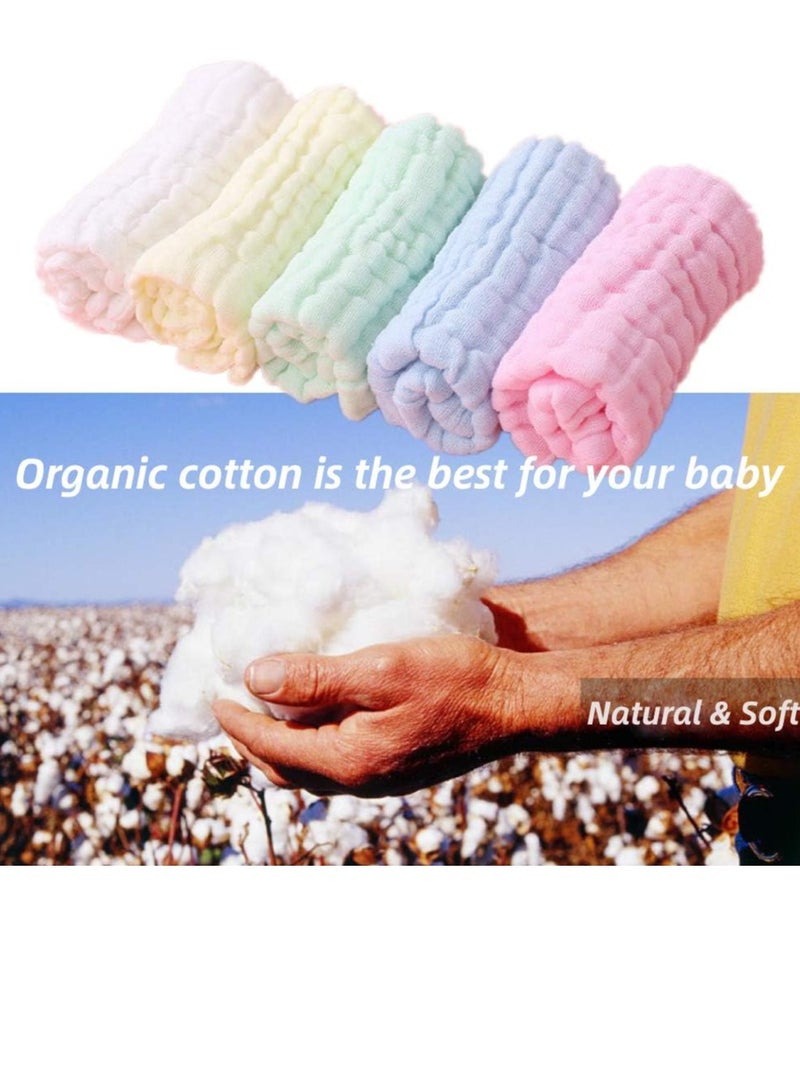 Daytoyz Baby Muslin Washcloths, Premium Natural Cotton Face Cloths, Super Soft Baby Wipes and Cotton Washcloth for Delicate Skin, Boys or Girls Multicolored Cotton Face Towels  - Image 2