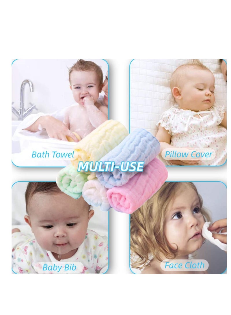 Daytoyz Baby Muslin Washcloths, Premium Natural Cotton Face Cloths, Super Soft Baby Wipes and Cotton Washcloth for Delicate Skin, Boys or Girls Multicolored Cotton Face Towels  - Image 4