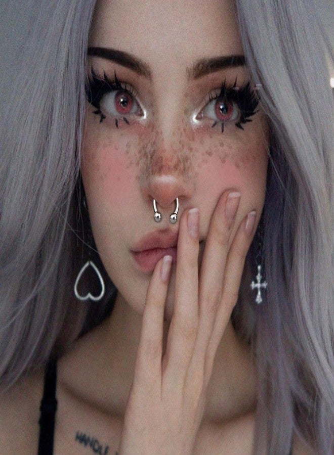 YADOCA Surgical Steel Septum Kit - 2G to 14G Septum Rings, Pincher, Tapers & Gauge, Nose Piercing Jewelry - Silver & Black Tone, Metal, cubic-zirconia - Image 2
