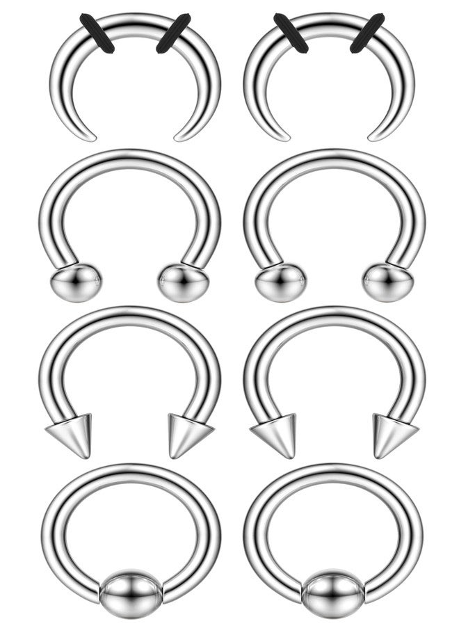 YADOCA Surgical Steel Septum Kit - 2G to 14G Septum Rings, Pincher, Tapers & Gauge, Nose Piercing Jewelry - Silver & Black Tone, Metal, cubic-zirconia - Image 1