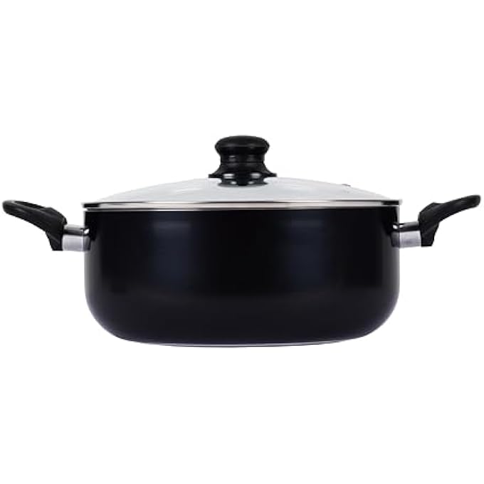 Cookline Pressed Aluminum NonStick Casserole Pot With Glass Lid 30Cm Black Induction Compatible - Image 1