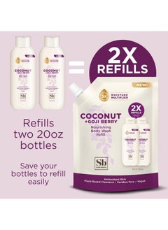 Soapbox Body Wash Refill Coconut + Goji Berry Body Wash Refill Pack Bulk Soap Refill Pouch Vegan + Antioxidant Rich Moisturizing Body Wash With Shea Butter Peptides & Keratin Promoting B3 40Oz Refill Size  - Image 4