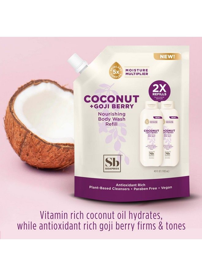 Soapbox Body Wash Refill Coconut + Goji Berry Body Wash Refill Pack Bulk Soap Refill Pouch Vegan + Antioxidant Rich Moisturizing Body Wash With Shea Butter Peptides & Keratin Promoting B3 40Oz Refill Size - Image 3