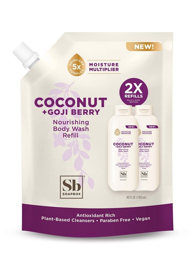Soapbox Body Wash Refill Coconut + Goji Berry Body Wash Refill Pack Bulk Soap Refill Pouch Vegan + Antioxidant Rich Moisturizing Body Wash With Shea Butter Peptides & Keratin Promoting B3 40Oz Refill Size - Image 2
