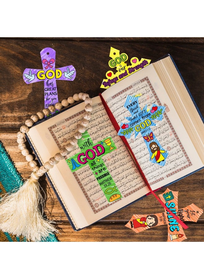 CY2SIDE 60PCS Color Your Own Holy Week Cross, Make Your Own Bible Cross Bookmark for Kids, Magic Art Making Kit for Bible School, DIY Christian Religious Sunday School Crafts for Kids Home Activities - Image 5