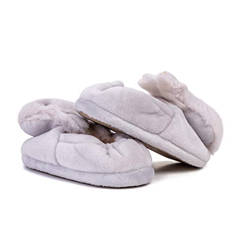 Enteer Baby Girls' Rabbit Slipper Rubber Sole Grey US 7-8 - Image 3