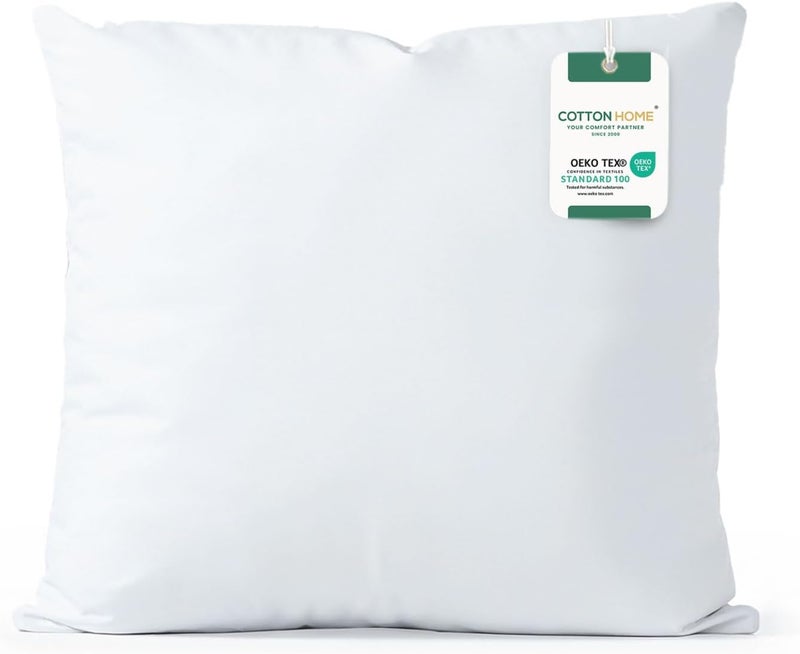 وسادة قطنية منزلية كاجوال للفراش، حشوة وسادة، غطاء خارجي، حشوة من الألياف الدقيقة عالية الوضوح، 850 جرامًا، ألياف فائقة النعومة، مقاس 65×65 سم / 25×25 بوصة، حشوات وسائد، ديكور منزلي | أبيض (عبوة من 1) - Image 1