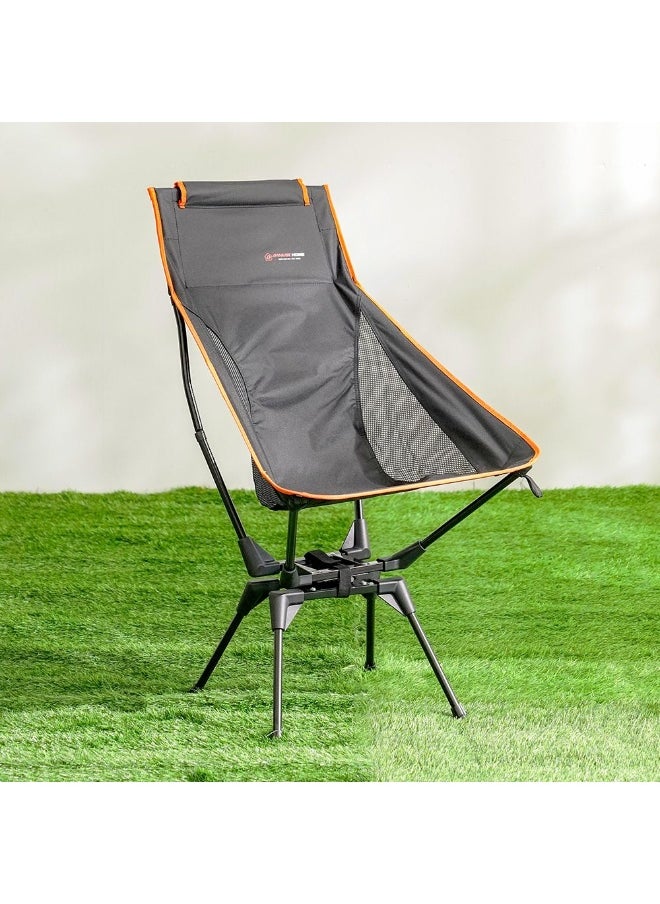 DANUBE HOME Camping Rotary Chair Light Weight Patio Chair All Weather Durable Material Picnic Chair Portable Stool For Outdoor Garden Camping Picnic 69.5X57X95 Cm Dark Navy  - Image 1