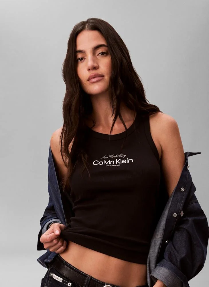 Calvin Klein Jeans Contour 2X2 Rib Graphic Tank