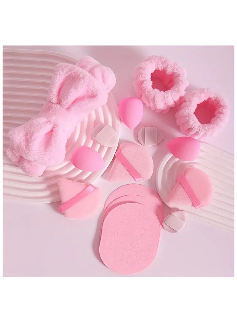 مجموعة 15pcs مجموعة أداة مكياج ثنائية الاستخدام لتطهير الوجه مع الإسفنج للاستخدام الرطب والجاف - Image 2