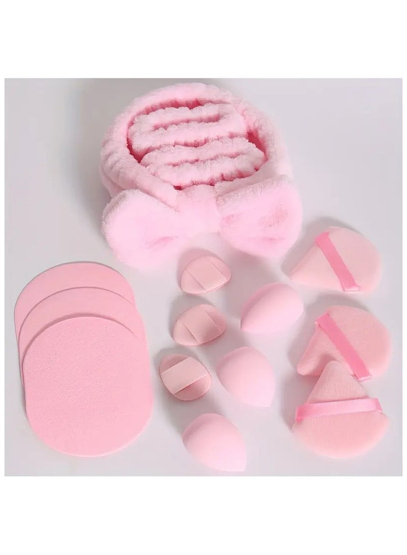 مجموعة 15pcs مجموعة أداة مكياج ثنائية الاستخدام لتطهير الوجه مع الإسفنج للاستخدام الرطب والجاف - Image 4