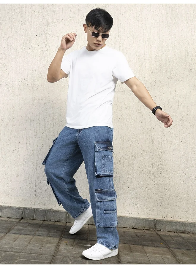 هوبرهولمي Men Indigo Jeans - Loose Fit Stylish Casual Jeans