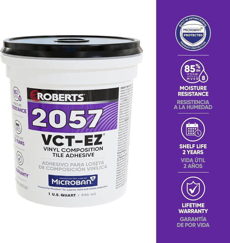 Roberts 2057-0 1 Quart Vinyl-Composition and Vinyl-Asphalt Structurally Sound Plywood of Underlayment Quality Tile Adhesive - Image 2