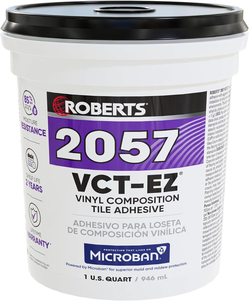 Roberts 2057-0 1 Quart Vinyl-Composition and Vinyl-Asphalt Structurally Sound Plywood of Underlayment Quality Tile Adhesive - Image 1