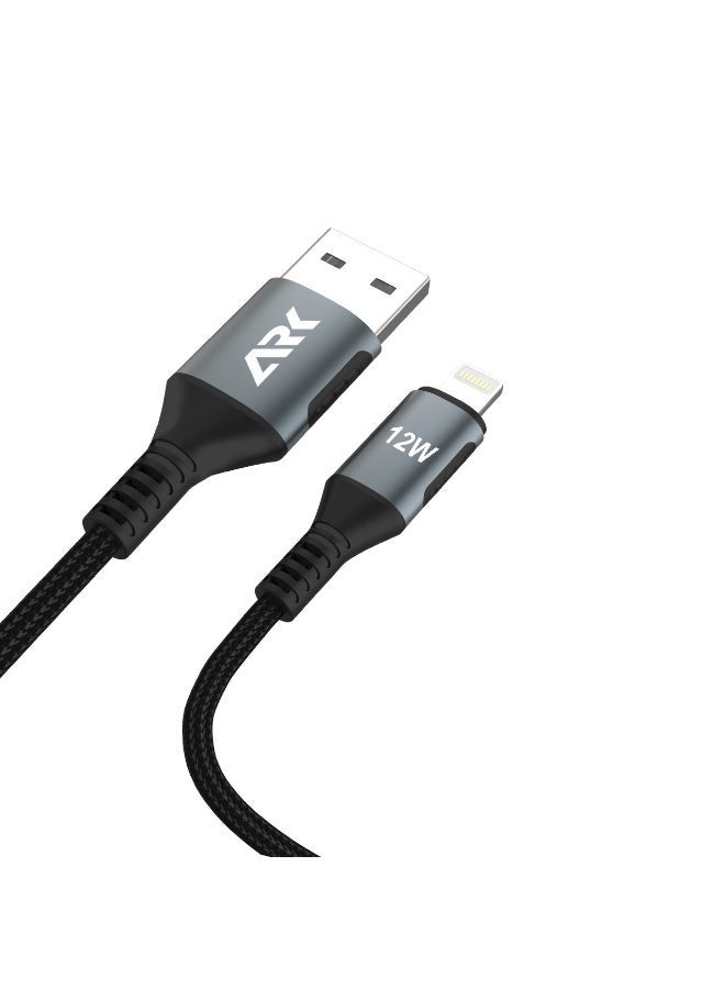 ARKTechno-U2C1201 Data Cable with 12W Aluminum | Fast Charging USB-A to Lightning Cable | 1-Meter Braided Wire with German Technology | Durable, Safe, and High-Speed Charging Cable. - Image 1