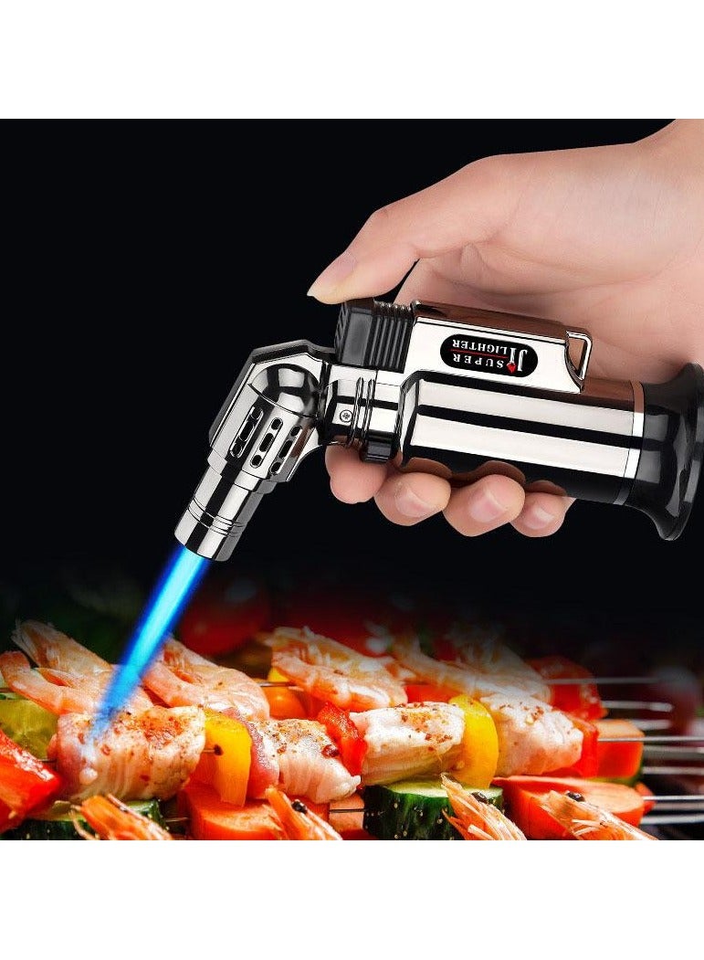Windproof Blue Flame Metal Torch Lighter - Turbo Ignition Welding Gadget for Barbecue, Moxibustion, Jewelry Crafting, Cooking, and DIY Projects  - Image 1