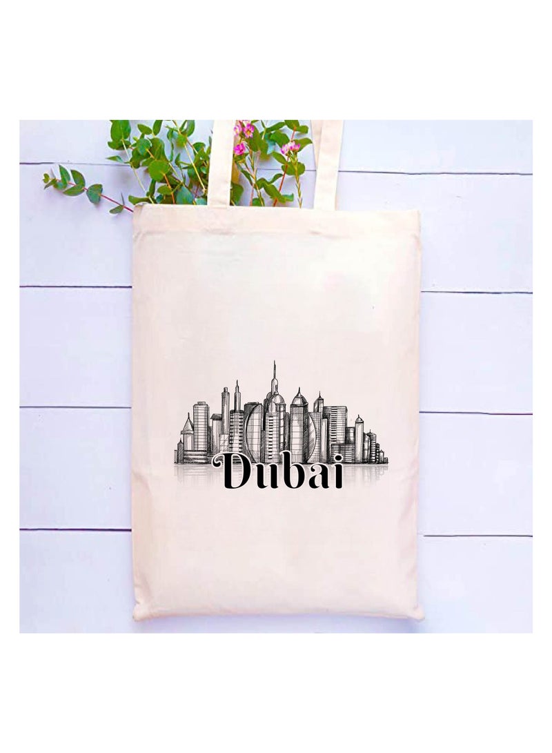 Cotton Tote Bag with Dubai Skyline Design - Eco-Friendly Souvenir and Travel Accessory - Great Gift and Travel Companion - Perfect for Shopping and Everyday Use  - Image 2