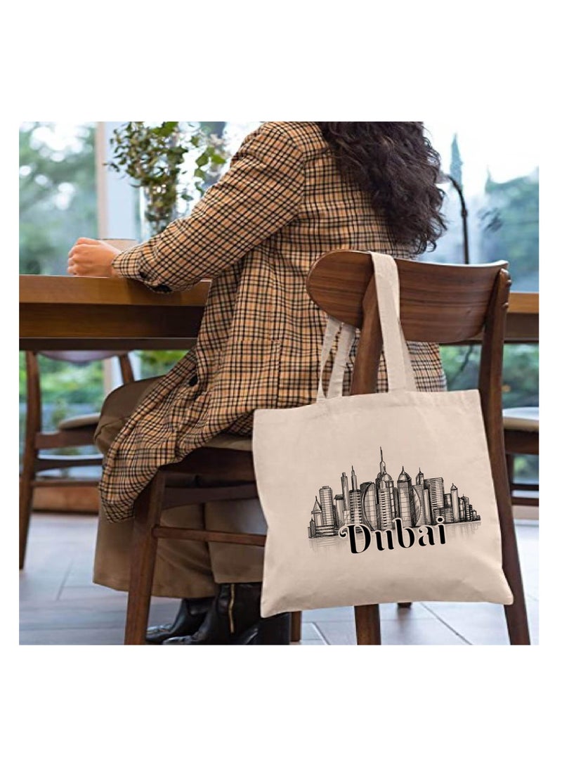 Cotton Tote Bag with Dubai Skyline Design - Eco-Friendly Souvenir and Travel Accessory - Great Gift and Travel Companion - Perfect for Shopping and Everyday Use  - Image 3