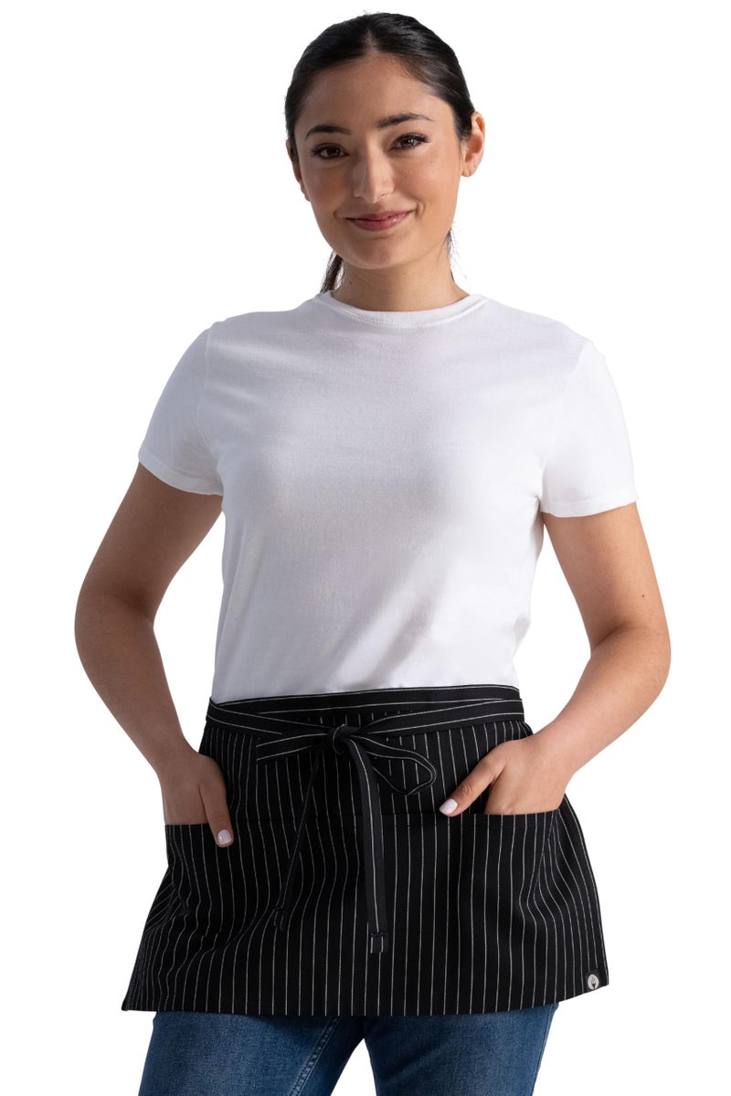Chef Works Unisex Waitress Apron, Pinstripe, One Size - Image 1