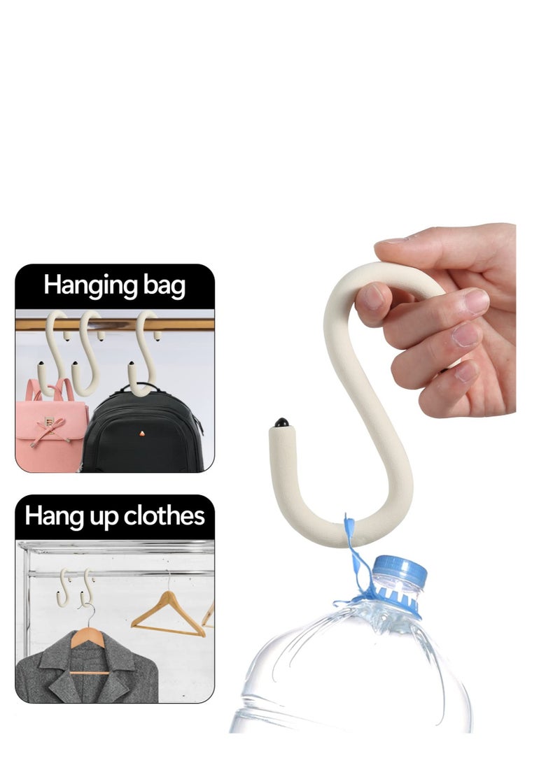 KASTWAVE 3 PCS S Shape  Purse Closet Hooks, Reusable Unique Design Utility Hooks, Flexible Neck for Easy Twist & Lock, Suitable for Hanging Bags, Purses, Handbags, Scarves,Cabinet Lock (White)  - Image 4