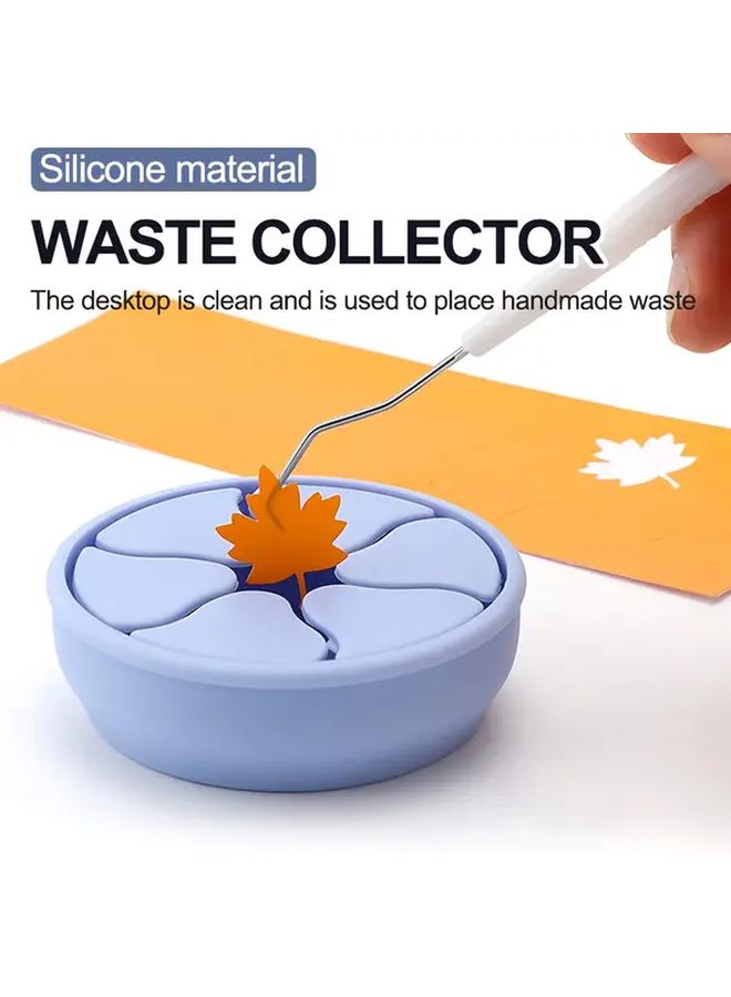 Blue Silicone Storage Organizer with Suction Cup and Stand Desktop Trash Can - Image 3