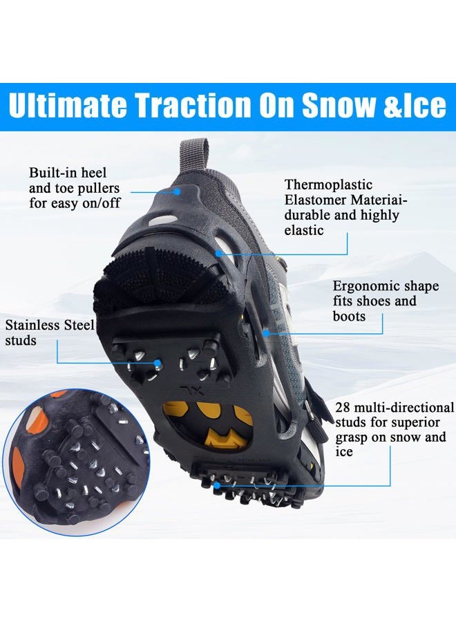 VATEICO Crampons,Ice Snow Cleats for Shoes and Boots with 28 Steel Stud Non-Slip Overshoe for Walking on Snow and Ice Anti Slip Ice Cleats Men Women XLarge - Image 3