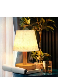 DUNISO Bedroom small table lamp, bedside table lamp, dimmable USB switch cable LED bedroom lamp with fabric lampshade, children's room desk reading light, suitable for living room, bedroom, dining room, bar, party, camping, caf é, office, dormitory  - Image 1