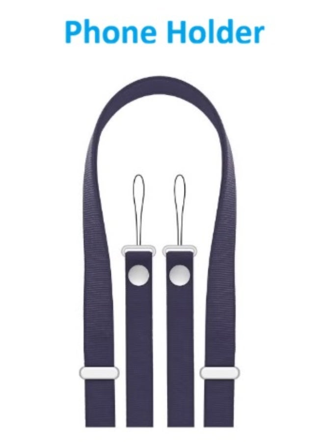 حامل هاتف للرقبة والمعصم 2 في 1 حبل تعليقة متعدد الوظائف قابل للتعديل ومتين متوافق مع جميع أنواع الهواتف الذكية - ازرق غامق - Image 1