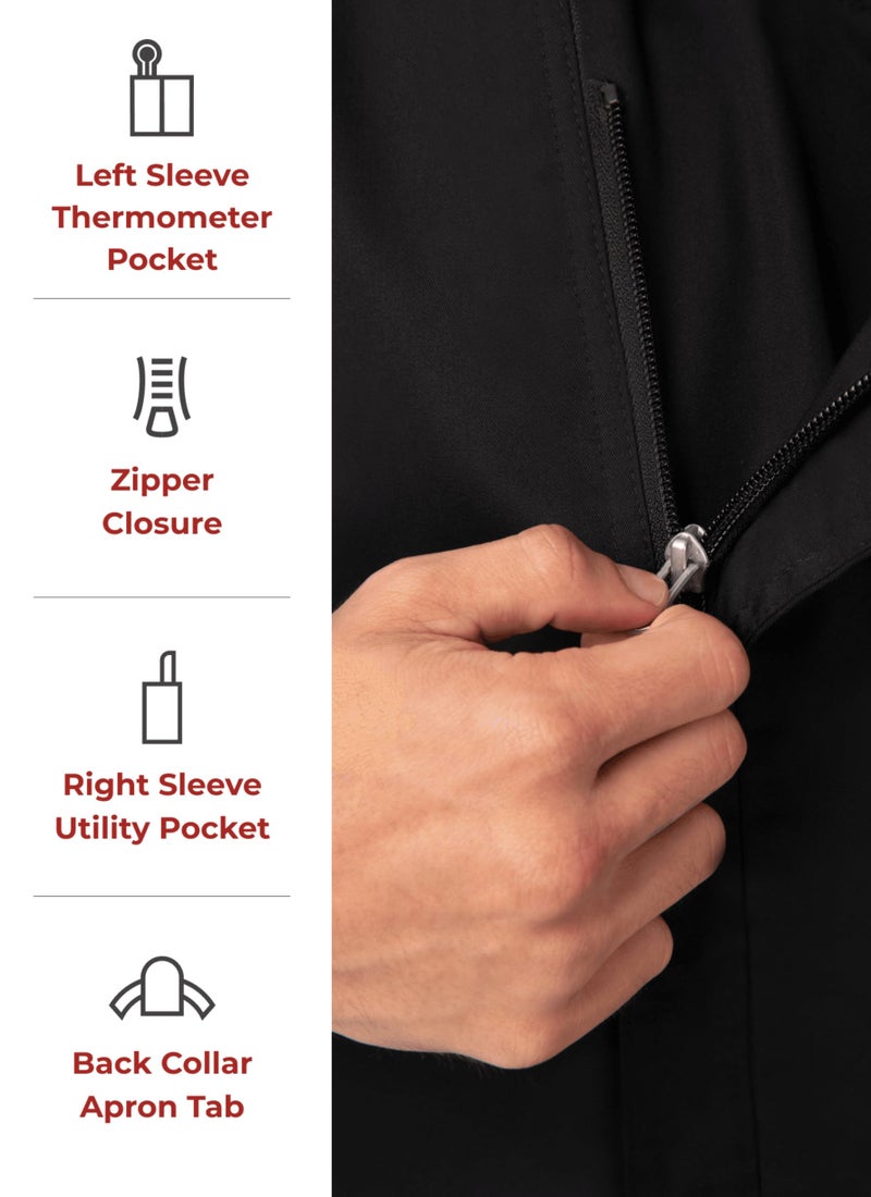 Chef Works Men's Springfield Chef Coat, Black, Large - Image 4