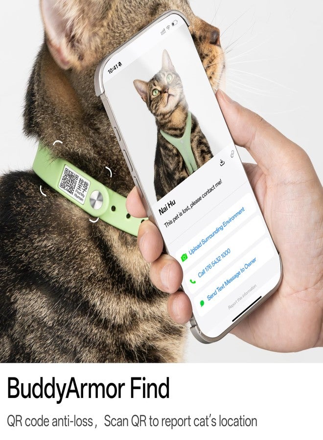 طوق BuddyArmor المضاد للاختناق للقطط، مزود برمز QR مرن من السيليكون، خفيف الوزن وقابل للتعديل، ناعم ومريح، جراب Airtag 2 في 1 للقطط (أزرق سييرا، كبير) - Image 3