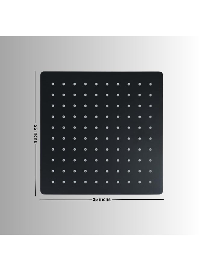 Premium 25 cm (10-Inch) Square Rain Shower Head – 304 Stainless Steel, Matte Black, High Pressure - Image 1