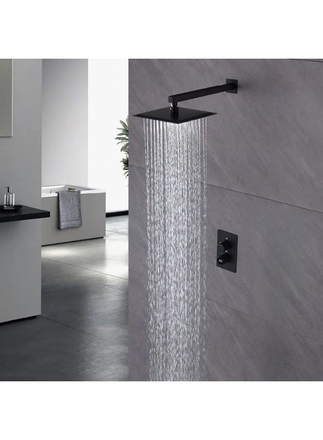 Premium 25 cm (10-Inch) Square Rain Shower Head – 304 Stainless Steel, Matte Black, High Pressure - Image 2