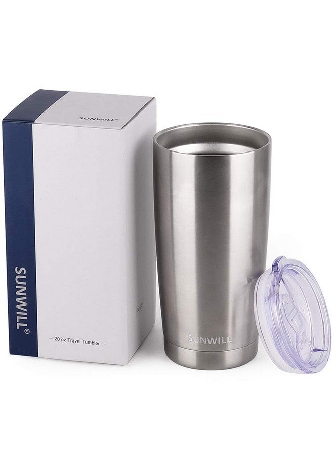 SUNWILL Travel Coffee Tumbler 20 oz, Stainless Steel Mug with Lid, Insulated Cup for Water, Tea, Hot and Cold Drinks, Silver - Image 4