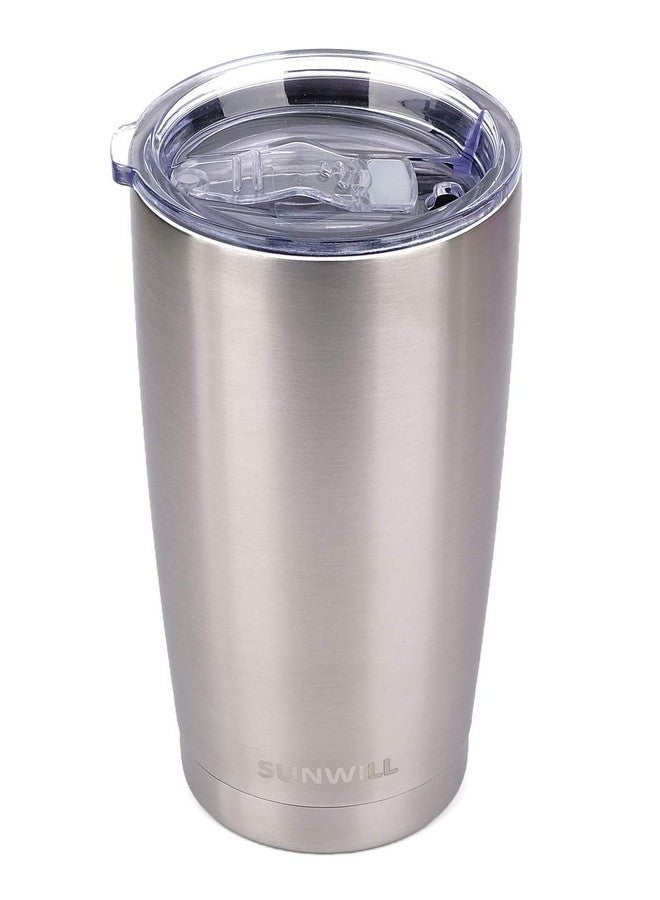 SUNWILL Travel Coffee Tumbler 20 oz, Stainless Steel Mug with Lid, Insulated Cup for Water, Tea, Hot and Cold Drinks, Silver - Image 1