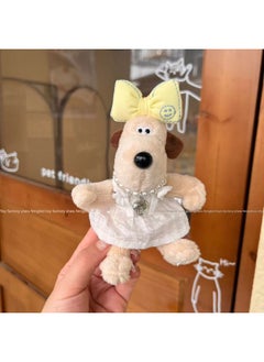 Generic 13cm Cute Handdog Bow Plaid Princess Skirt Pattern Love Necklace Keychain Hanging Ornaments Bag Ornaments-Color:Pure White Plaid Princess Dress Pattern Love Necklace-Height:Hand-woven Rope (pictured)  - Image 1