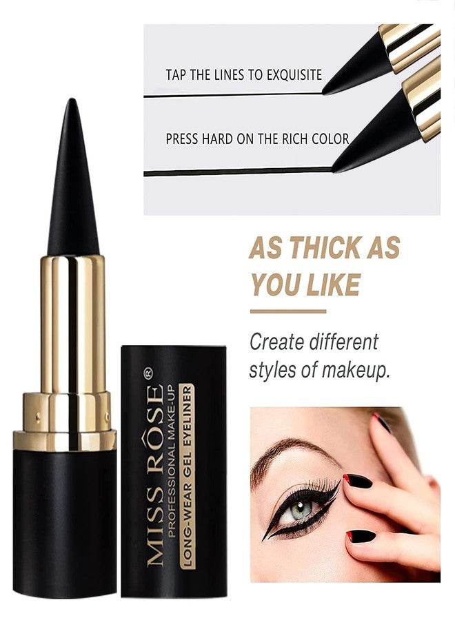 MISS ROSE M Gel Eyeliner, 2 Pcs Black Eyeliner Pencils, delineador de ojos contra el agua, Easy to Use, Eye Makeup for Women (Black Pack of 2) - Image 3