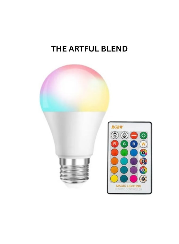 RGBW Smart LED Light Bulb E27 18W – 24 Color Changing Bulb with Remote Control, 16 Million Colors, Dimmable 2700K–6500K Smart Lamp for Home Room Decoration