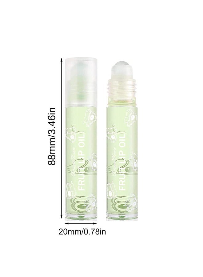 Fruity Flavors Rolling Ball Lip Oil, Long Lasting Moisturizing Lip Balm, Roll-On Lip Gloss, Fruity Flavor Glossy Lip Make-up for All Ages, Transparent Lip Gloss, Avocado